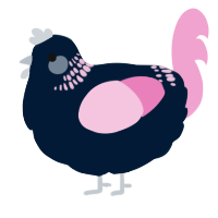 A tumblr and pink chicken with a neck-band pattern