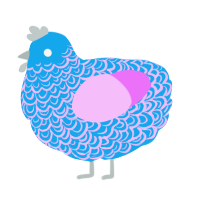 A sky and lavender chicken with a double-lace pattern