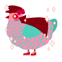 A lavender and cerulean chicken with a lace pattern