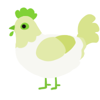 A white and lemon chicken with a head pattern