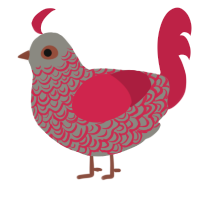 A ash and crimson chicken with a double-lace pattern