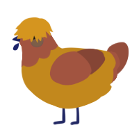 A ochre and russet chicken with a head pattern