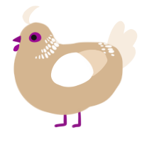 A beige and cream chicken with a neck-band pattern