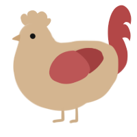 A beige and red chicken