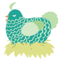 A turquoise and gluppy chicken with a lace pattern