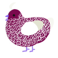 A wine and white chicken with a double-lace pattern