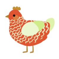 A vermilion and apple chicken with a lace pattern