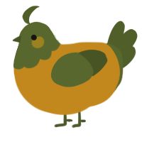 A ochre and olive chicken with a head pattern