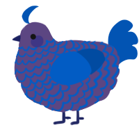 A overcast and ultramarine chicken with a lace pattern