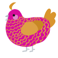 A fuchsia and orange chicken with a lace pattern