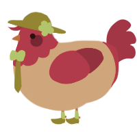 A brown and maroon chicken with a head pattern