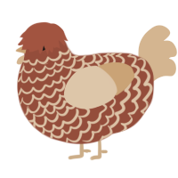 A russet and beige chicken with a lace pattern