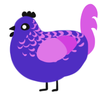 A indigo and orchid chicken with a half-lace pattern