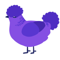 A blurple and indigo chicken with a neck-band pattern
