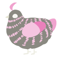 A ash and pink chicken with a bar pattern