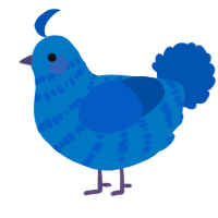A sapphire and ultramarine chicken with a bar pattern