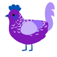 A violet and lilac chicken with a half-lace pattern
