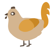 A beige and orange chicken
