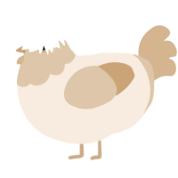 A cream and beige chicken with a head pattern