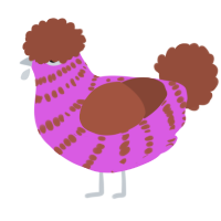 A orchid and russet chicken with a bar pattern