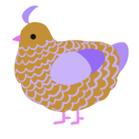 A gold and lilac chicken with a lace pattern
