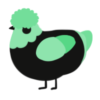 A black and spring chicken with a head pattern