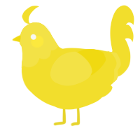 A yellow chicken with a head pattern