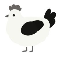 A white and black chicken