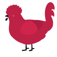 A crimson chicken