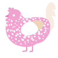 A pink and cream chicken with a speckle pattern