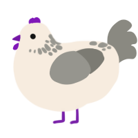 A cream and ash chicken with a neck-speckle pattern