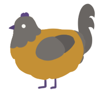 A gold and grey chicken with a head pattern