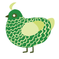 A viridian and lemon chicken with a lace pattern