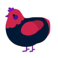 A tumblr and crimson chicken with a head pattern