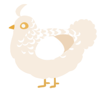A cream chicken with a half-lace pattern
