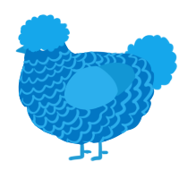 A sapphire and sky chicken with a lace pattern