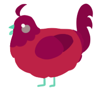 A crimson and maroon chicken with a head pattern