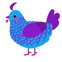 A sky and violet chicken with a lace pattern