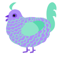 A lilac and mint chicken with a lace pattern