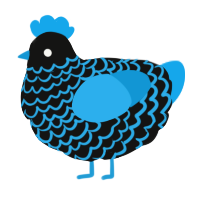 A black and sky chicken with a lace pattern