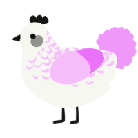 A white and lavender chicken with a half-lace pattern