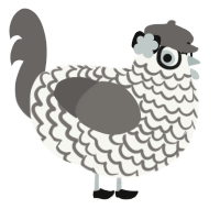 A white and grey chicken with a lace pattern
