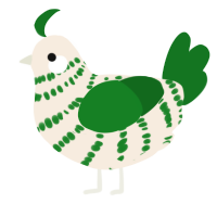 A cream and leaf chicken with a bar pattern