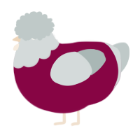 A maroon and silver chicken with a head pattern