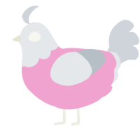 A pink and mist chicken with a head pattern