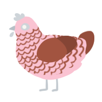 A rose and russet chicken with a lace pattern