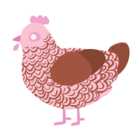 A rose and russet chicken with a double-lace pattern
