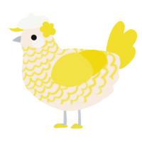 A cream and yellow chicken with a lace pattern