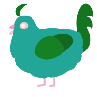 A turquoise and leaf chicken