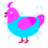 A cerulean and orchid chicken with a head pattern